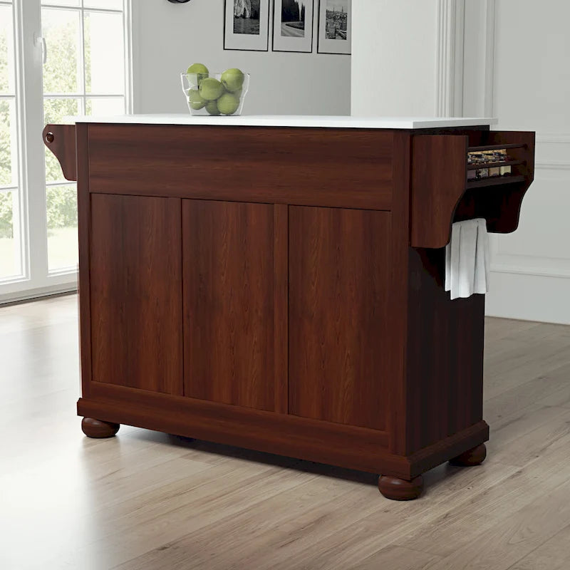 Full-Size Kitchen Island with Granite Top, 3 Cabinets and 2 Drawers, 52 x 18 x 34 Inches