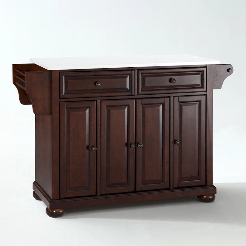 Full-Size Kitchen Island with Granite Top, 3 Cabinets and 2 Drawers, 52 x 18 x 34 Inches