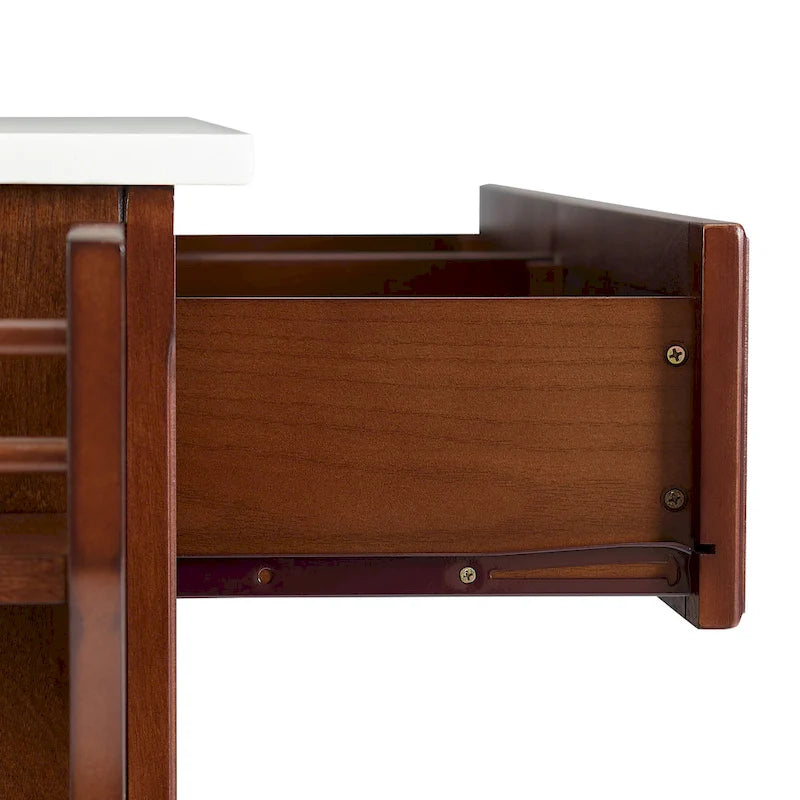 Full-Size Kitchen Island with Granite Top, 3 Cabinets and 2 Drawers, 52 x 18 x 34 Inches