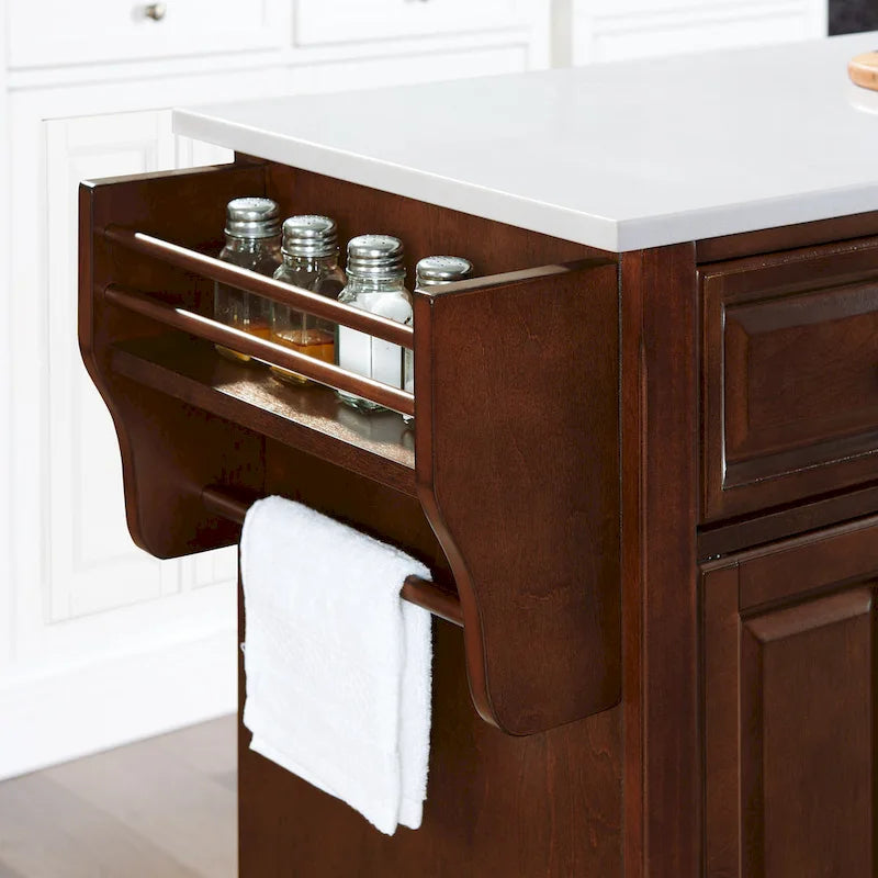Full-Size Kitchen Island with Granite Top, 3 Cabinets and 2 Drawers, 52 x 18 x 34 Inches