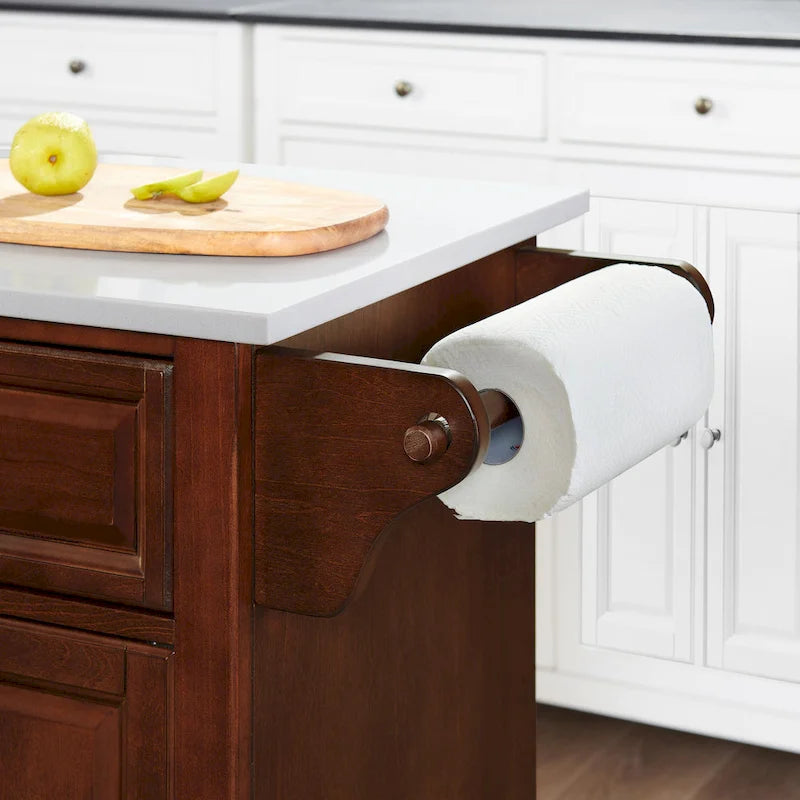 Full-Size Kitchen Island with Granite Top, 3 Cabinets and 2 Drawers, 52 x 18 x 34 Inches