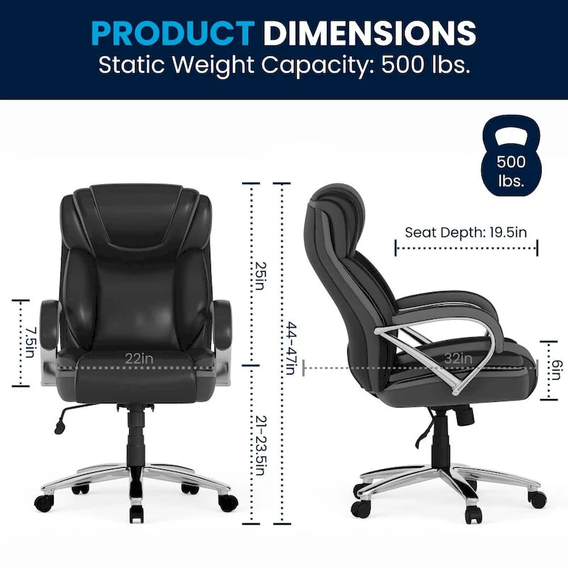 High-Back Ergonomic Office Chair, 500 lb Capacity with Headrest