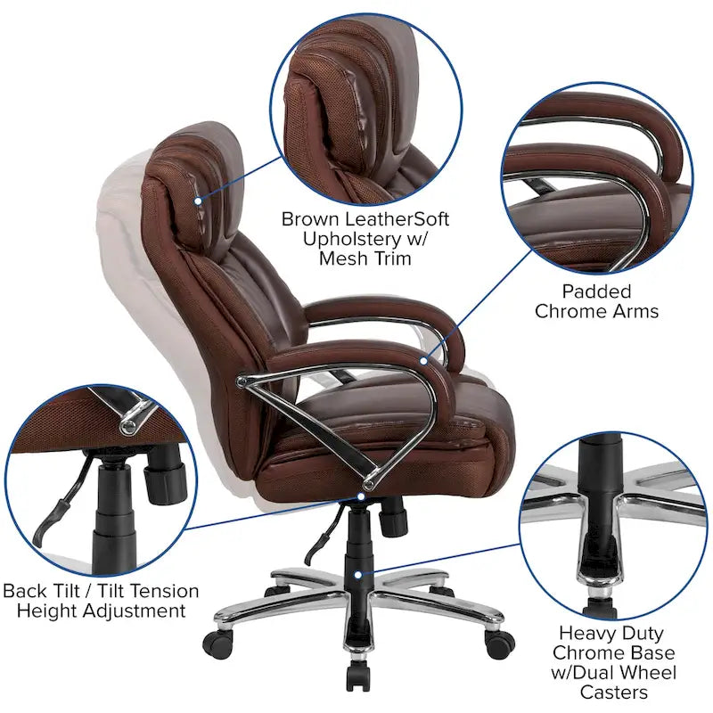 High-Back Ergonomic Office Chair, 500 lb Capacity with Headrest