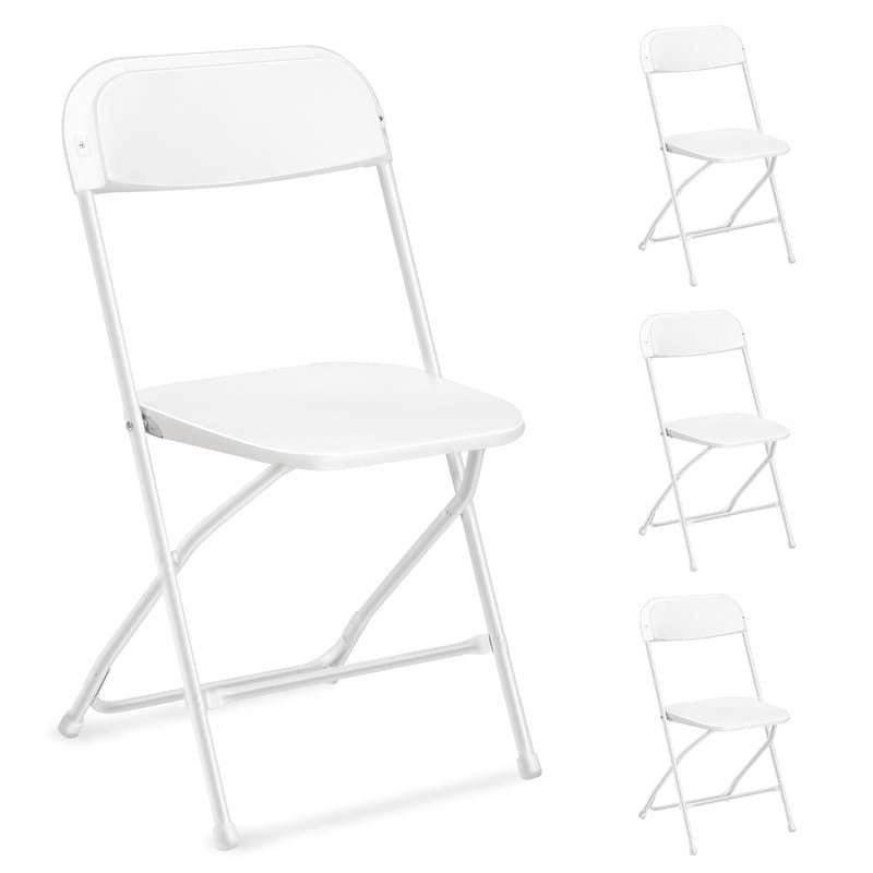Plastic Folding Chair with Steel Frame, Stackable, Indoor and Outdoor, Pack of 4