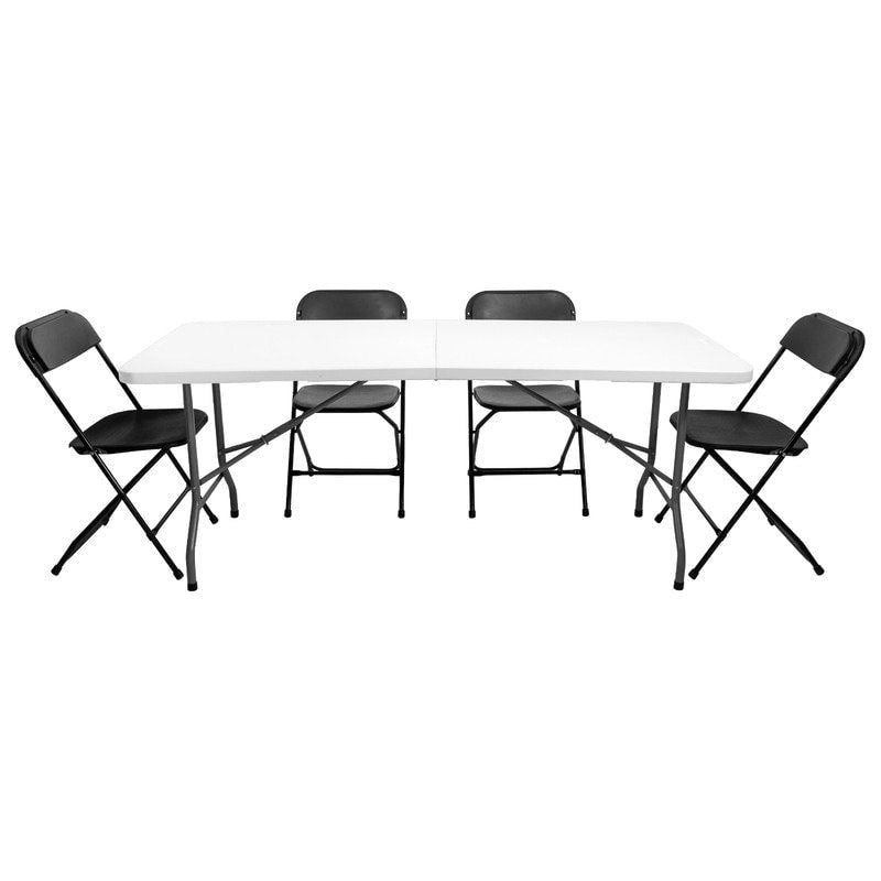 Plastic Folding Chair with Steel Frame, Stackable, Indoor and Outdoor, Pack of 4