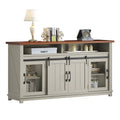 Farmhouse Industrial Buffet Sideboard with Barn Doors and Adjustable Shelves