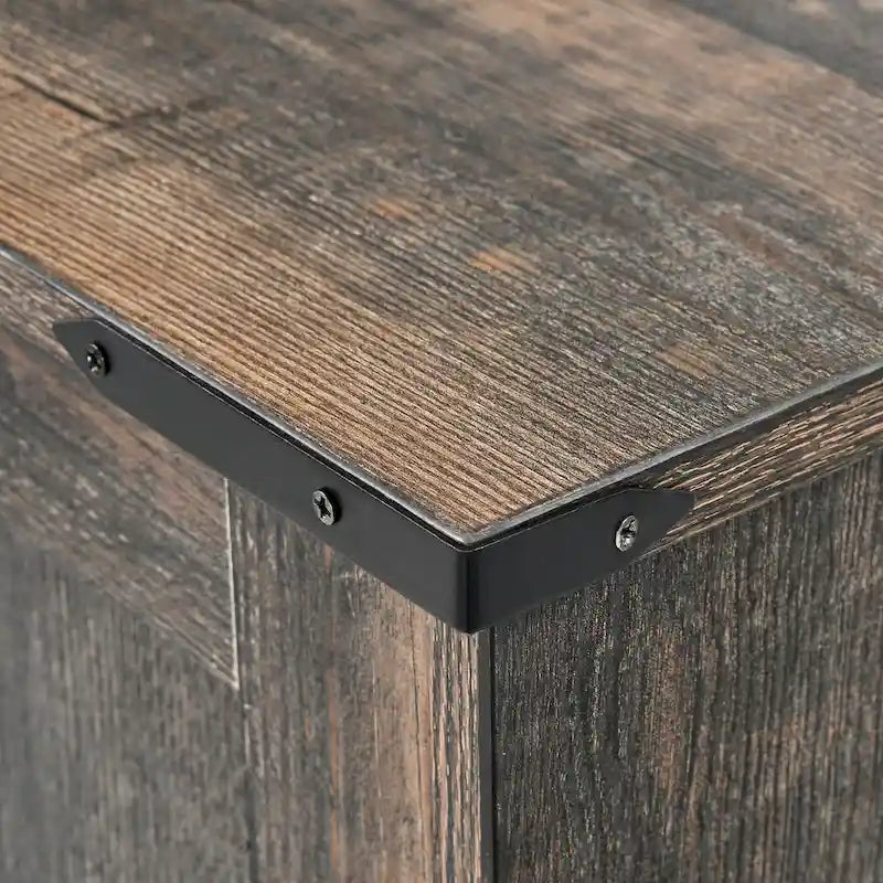 4-Drawer Rustic Wood Vertical File Cabinet with Lock