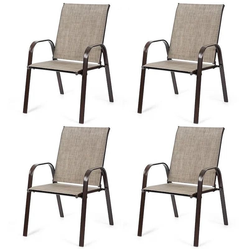 Outdoor Patio Chair with Armrests and Breathable Mesh Fabric, Set of 4