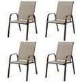 Outdoor Patio Chair with Armrests and Breathable Mesh Fabric, Set of 4