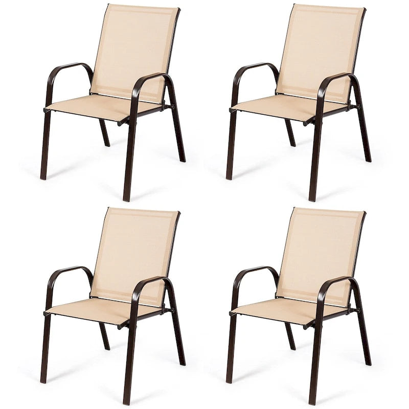 Outdoor Patio Chair with Armrests and Breathable Mesh Fabric, Set of 4