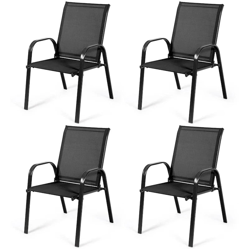 Outdoor Patio Chair with Armrests and Breathable Mesh Fabric, Set of 4