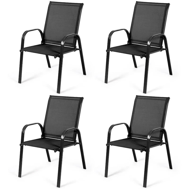 Outdoor Patio Chair with Armrests and Breathable Mesh Fabric, Set of 4