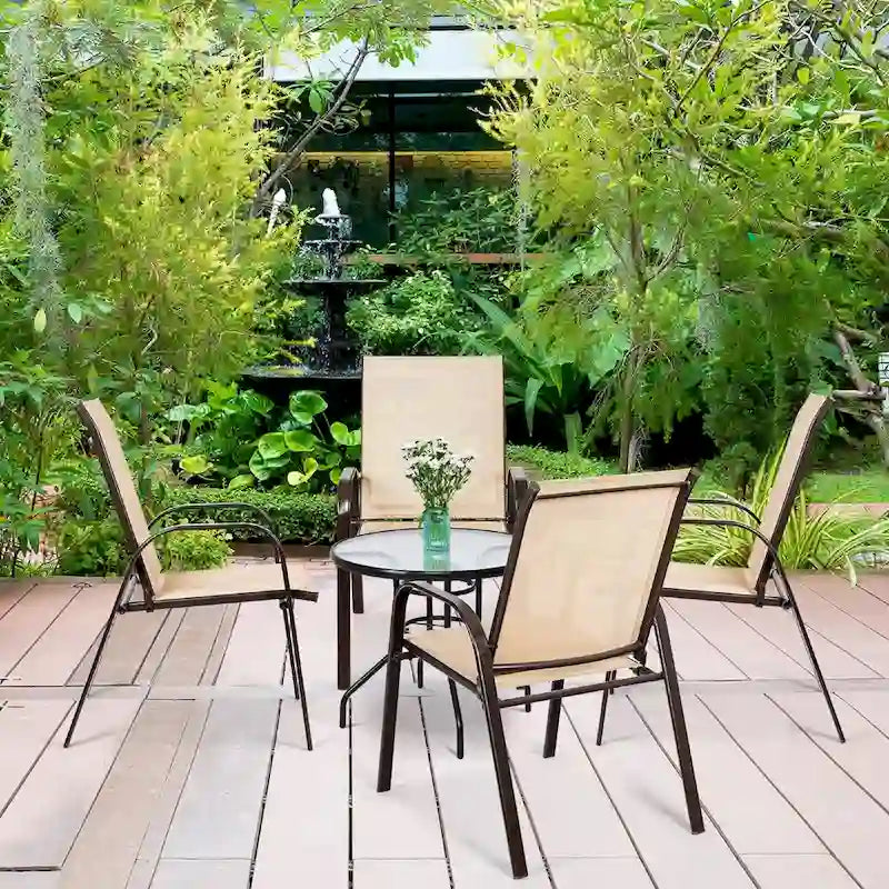 Outdoor Patio Chair with Armrests and Breathable Mesh Fabric, Set of 4