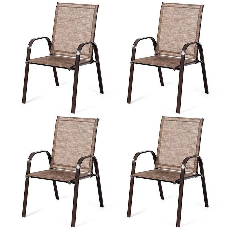 Outdoor Patio Chair with Armrests and Breathable Mesh Fabric, Set of 4