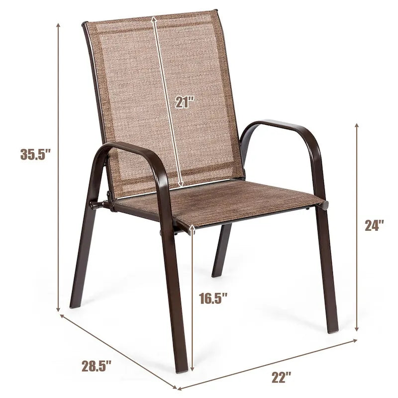 Outdoor Patio Chair with Armrests and Breathable Mesh Fabric, Set of 4