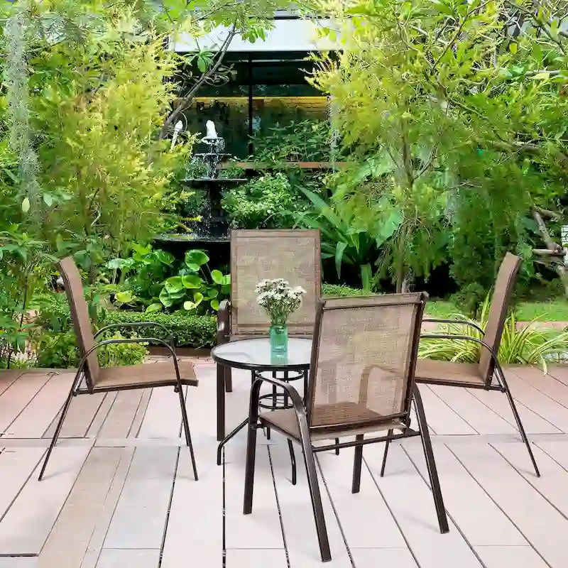 Outdoor Patio Chair with Armrests and Breathable Mesh Fabric, Set of 4