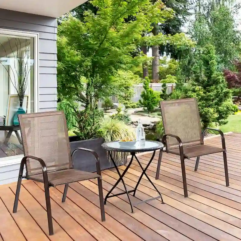 Outdoor Patio Chair with Armrests and Breathable Mesh Fabric, Set of 4