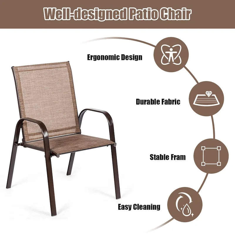 Outdoor Patio Chair with Armrests and Breathable Mesh Fabric, Set of 4
