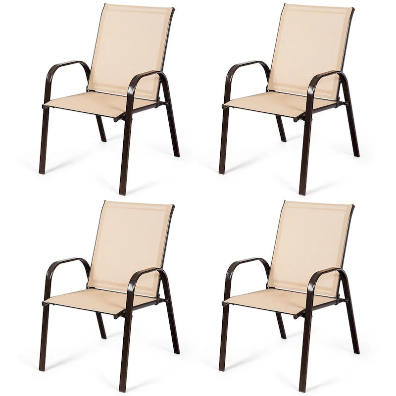 Outdoor Patio Chair with Armrests and Breathable Mesh Fabric, Set of 4