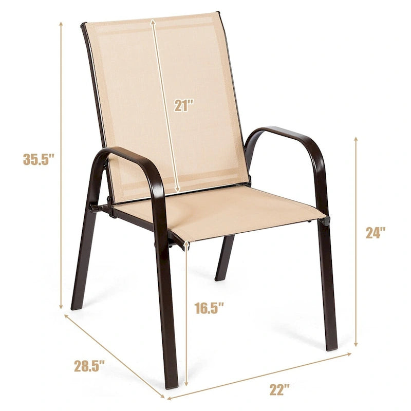 Outdoor Patio Chair with Armrests and Breathable Mesh Fabric, Set of 4