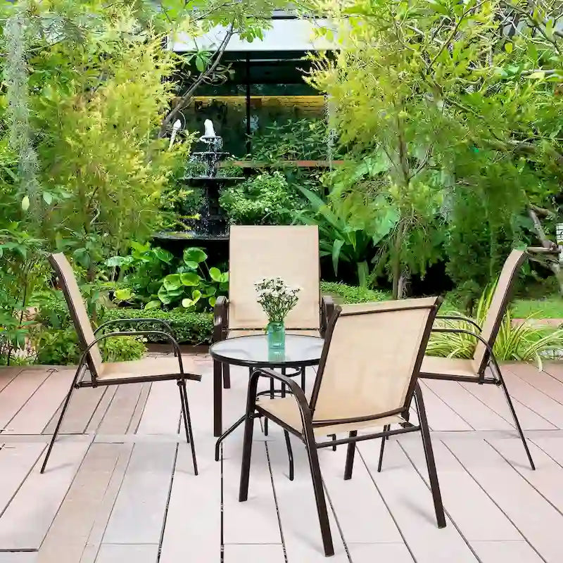 Outdoor Patio Chair with Armrests and Breathable Mesh Fabric, Set of 4