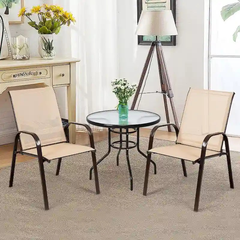 Outdoor Patio Chair with Armrests and Breathable Mesh Fabric, Set of 4