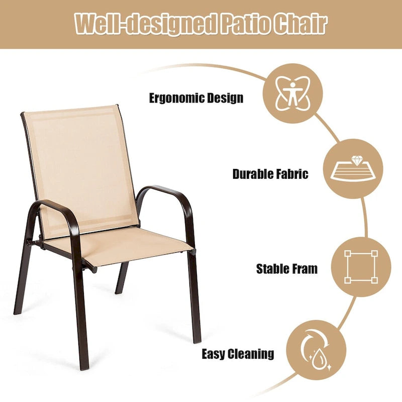 Outdoor Patio Chair with Armrests and Breathable Mesh Fabric, Set of 4