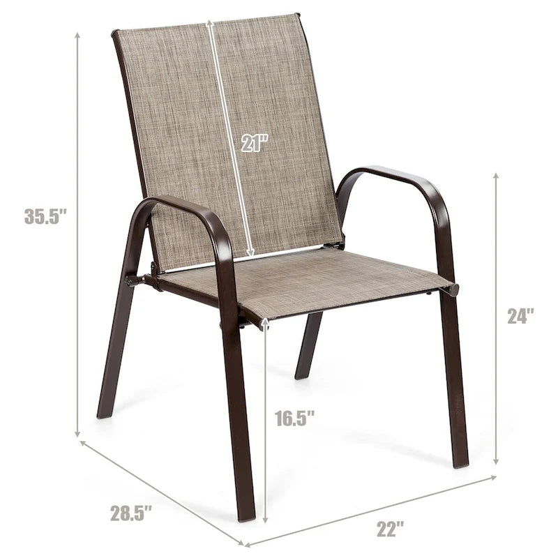 Outdoor Patio Chair with Armrests and Breathable Mesh Fabric, Set of 4