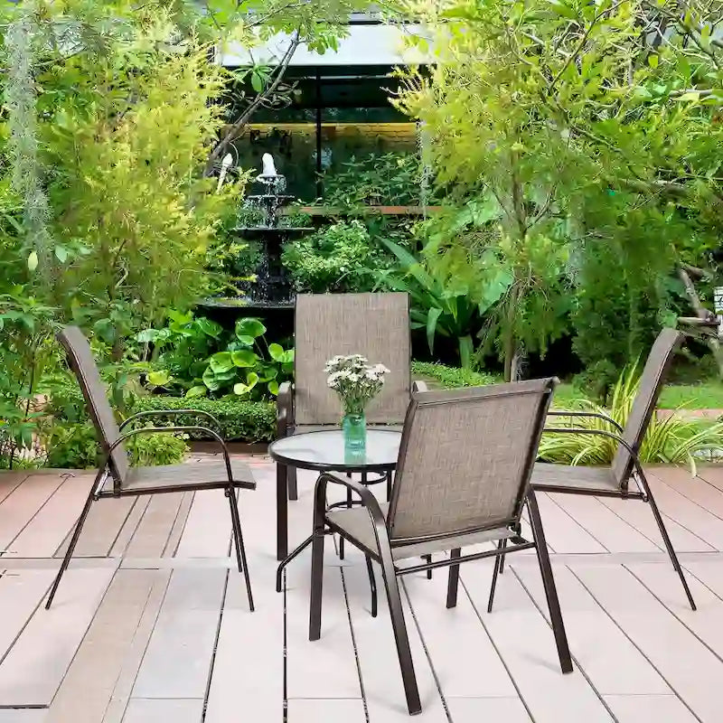 Outdoor Patio Chair with Armrests and Breathable Mesh Fabric, Set of 4