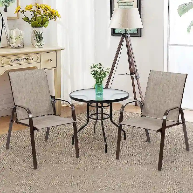 Outdoor Patio Chair with Armrests and Breathable Mesh Fabric, Set of 4