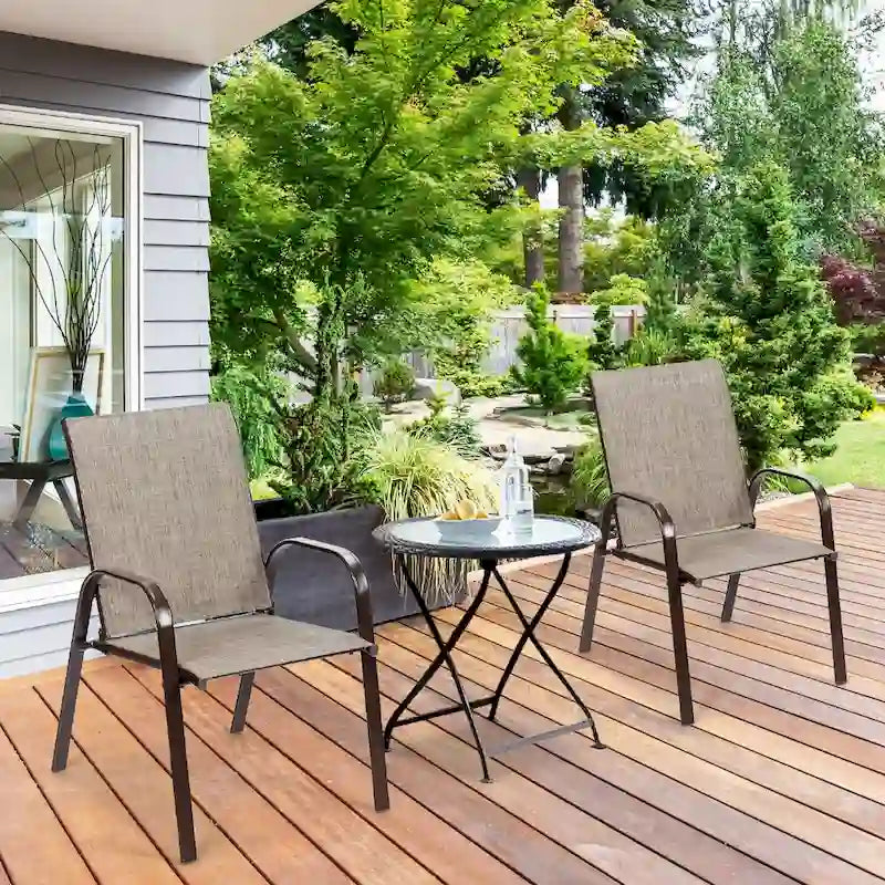 Outdoor Patio Chair with Armrests and Breathable Mesh Fabric, Set of 4