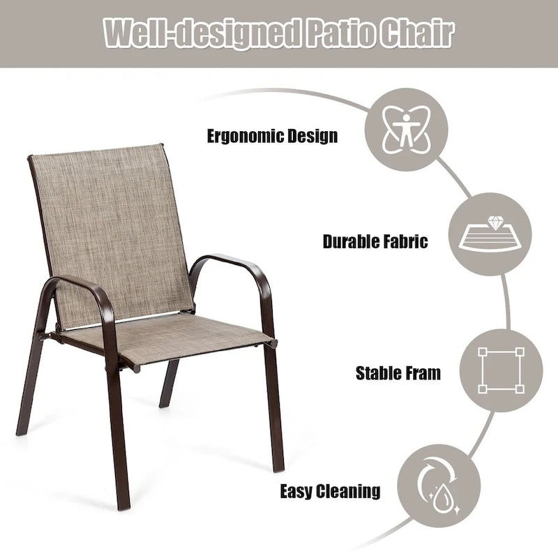Outdoor Patio Chair with Armrests and Breathable Mesh Fabric, Set of 4