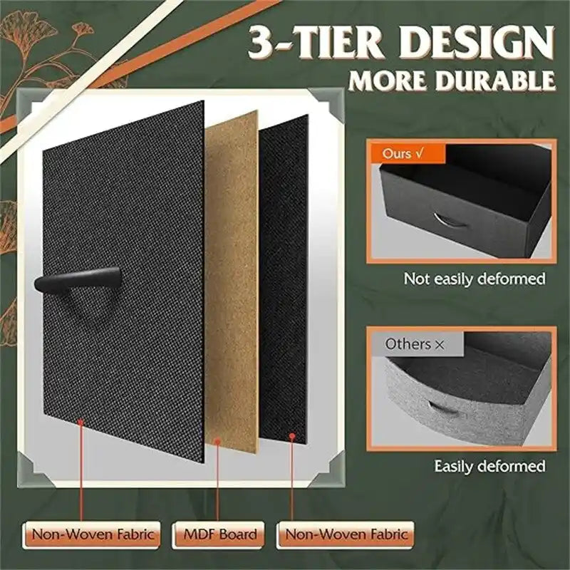 8-Drawer Fabric Dresser with Wood Top and Steel Frame for Bedroom