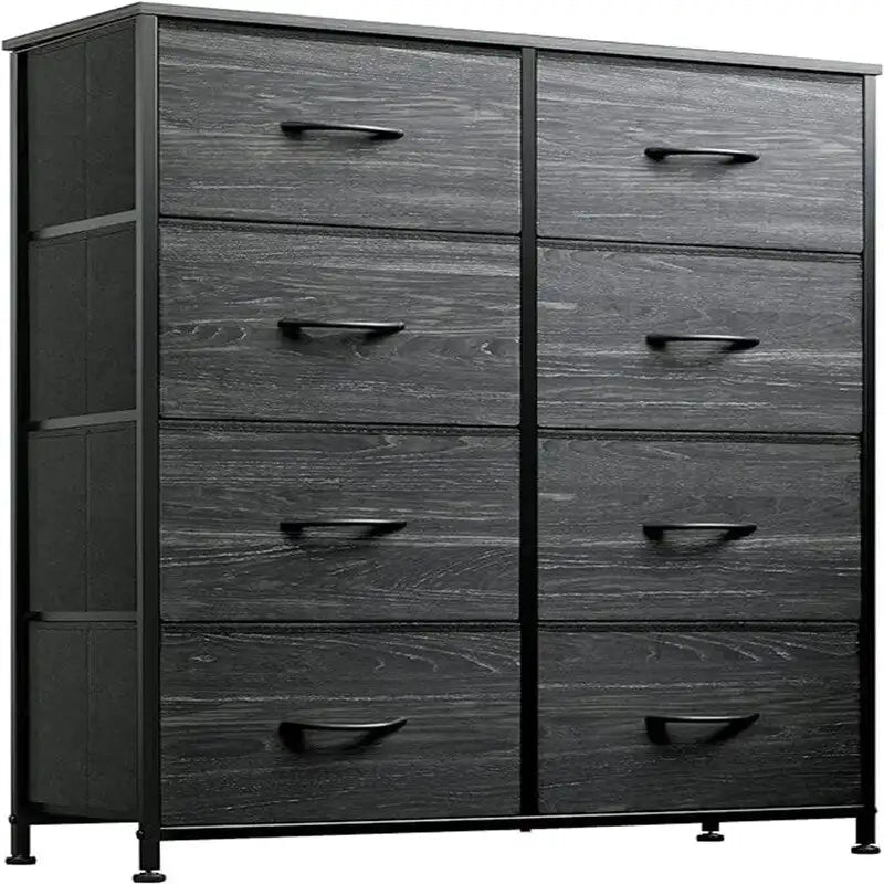 8-Drawer Fabric Dresser with Wood Top and Steel Frame for Bedroom