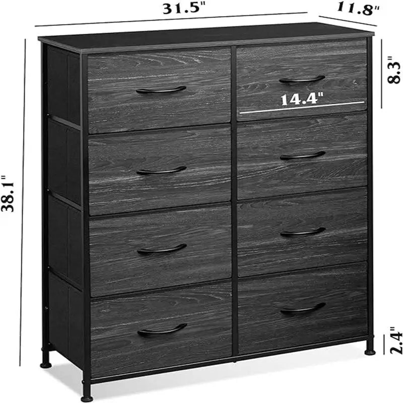 8-Drawer Fabric Dresser with Wood Top and Steel Frame for Bedroom