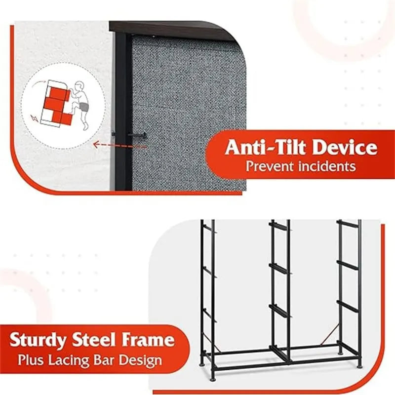 8-Drawer Fabric Dresser with Wood Top and Steel Frame for Bedroom