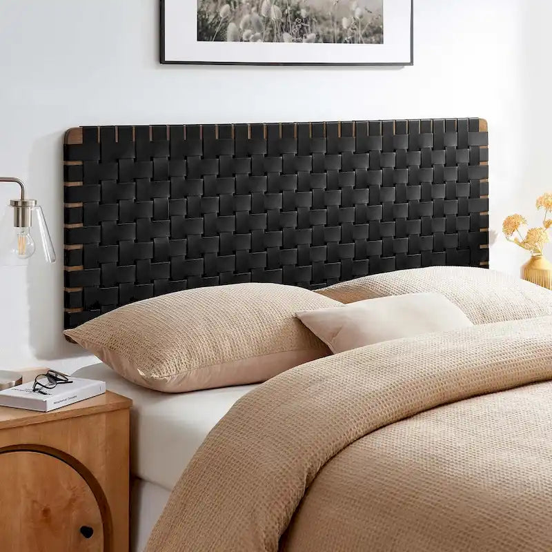 Adjustable Woven Vegan Leather Headboard, Twin to King, Multiple Colors
