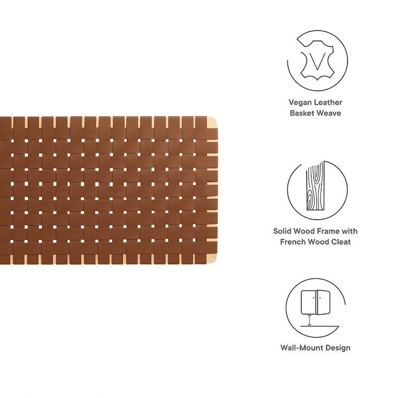 Adjustable Woven Vegan Leather Headboard, Twin to King, Multiple Colors