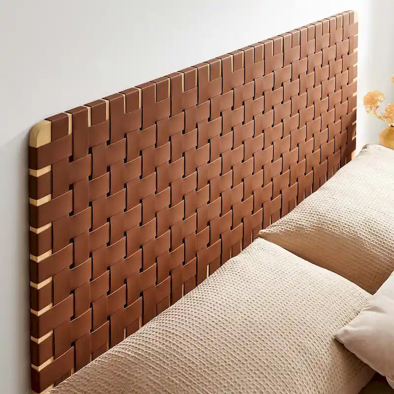 Adjustable Woven Vegan Leather Headboard, Twin to King, Multiple Colors