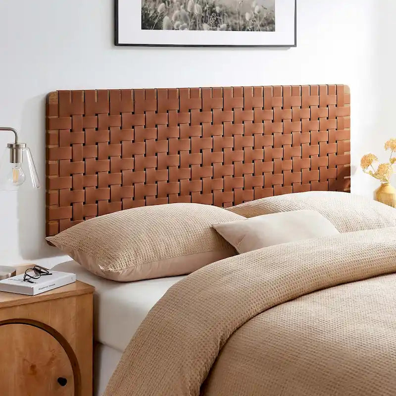 Adjustable Woven Vegan Leather Headboard, Twin to King, Multiple Colors