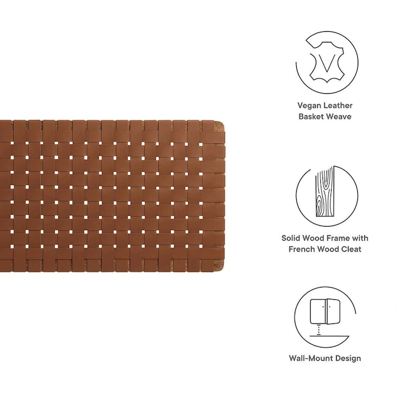 Adjustable Woven Vegan Leather Headboard, Twin to King, Multiple Colors