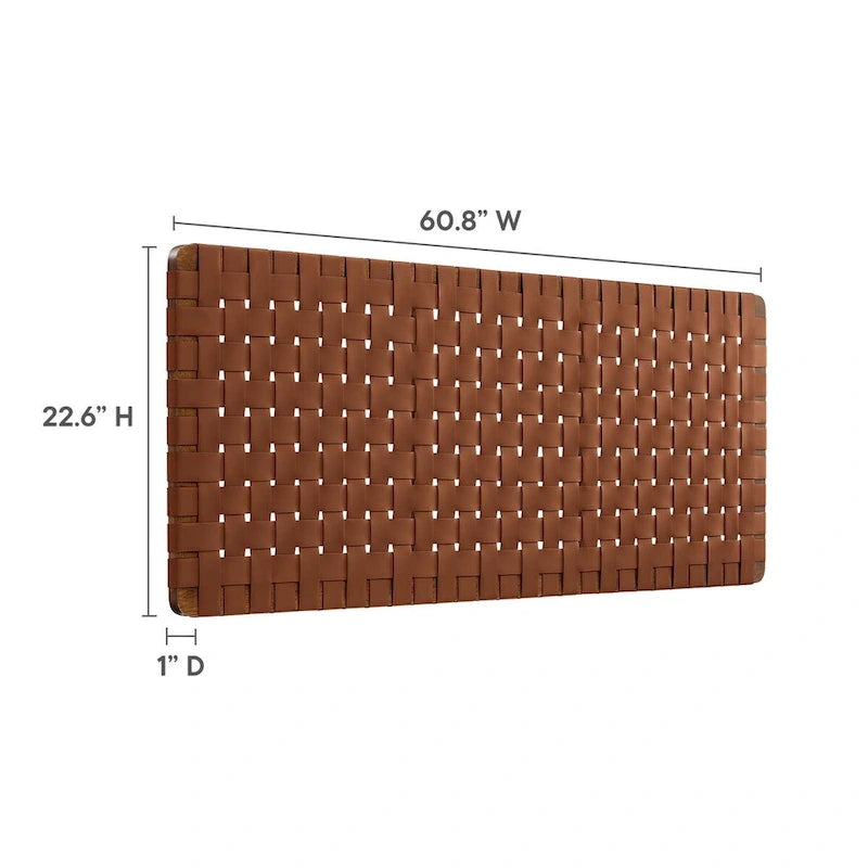 Adjustable Woven Vegan Leather Headboard, Twin to King, Multiple Colors