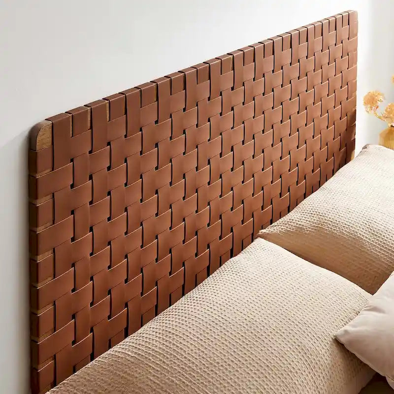 Adjustable Woven Vegan Leather Headboard, Twin to King, Multiple Colors