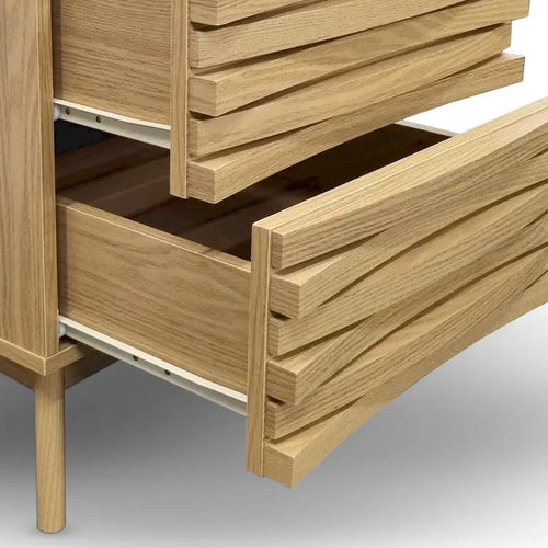 2-Drawer Oak Effect Compact Nightstand with Soft-Close Hinges