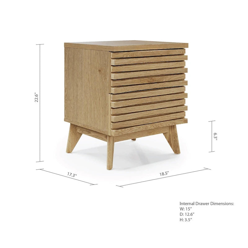 2-Drawer Oak Effect Compact Nightstand with Soft-Close Hinges