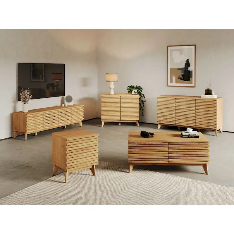 2-Drawer Oak Effect Compact Nightstand with Soft-Close Hinges