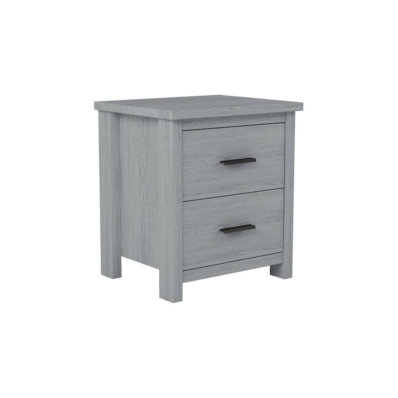 2-Drawer Vintage Wood-Texture Nightstand with Large Storage