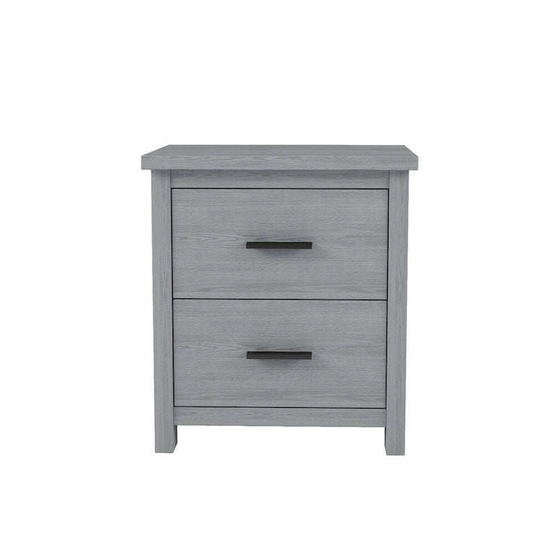 2-Drawer Vintage Wood-Texture Nightstand with Large Storage