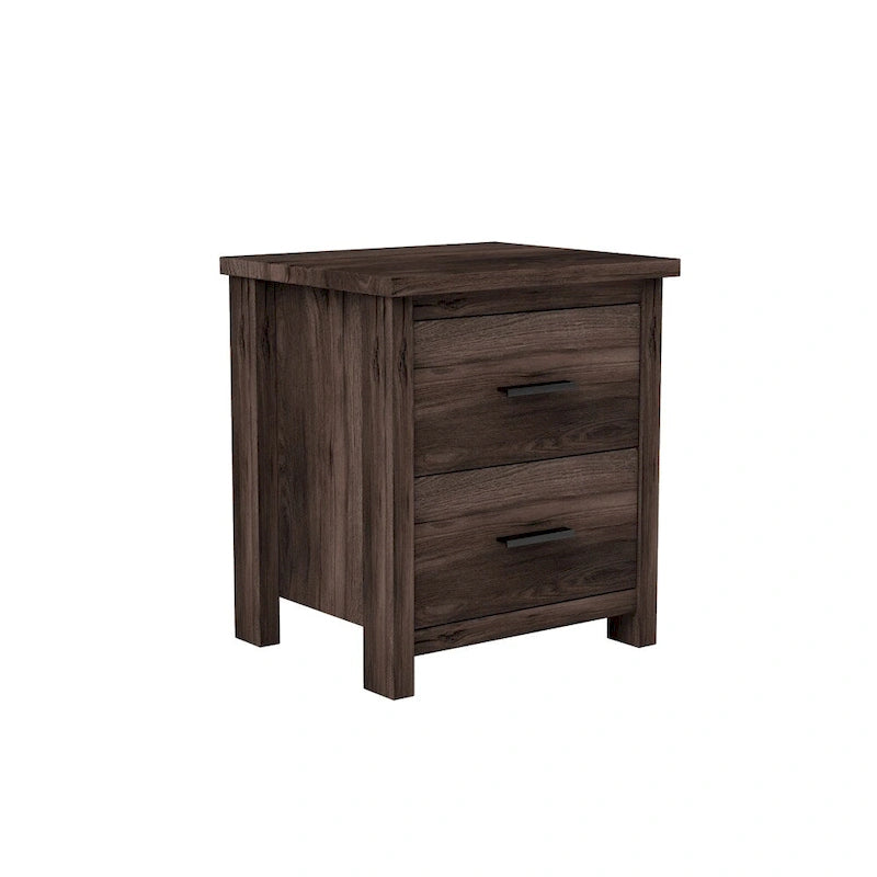 2-Drawer Vintage Wood-Texture Nightstand with Large Storage