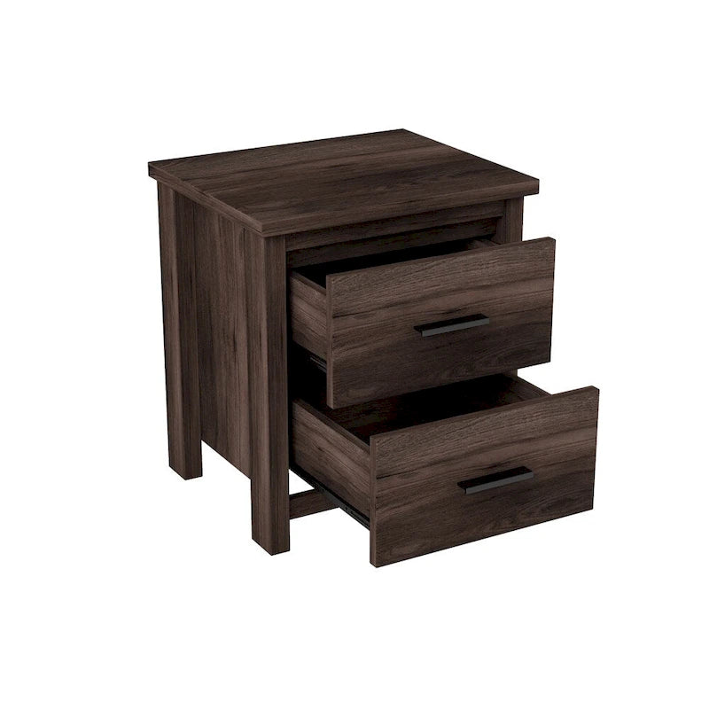 2-Drawer Vintage Wood-Texture Nightstand with Large Storage